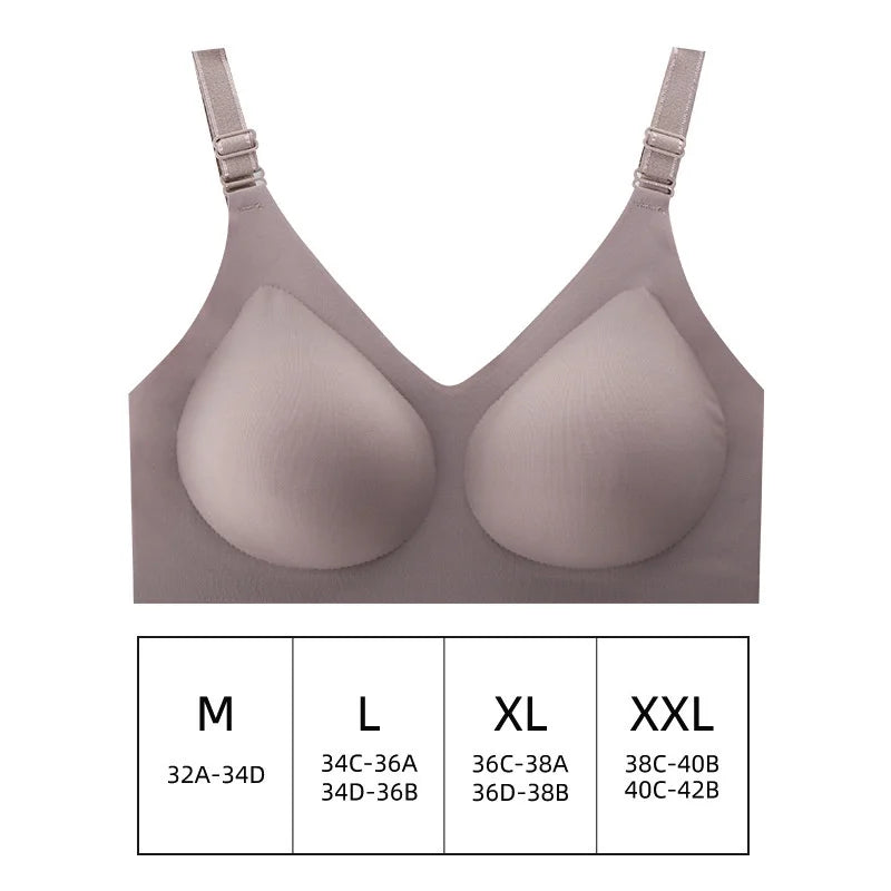 Seamless Wireless Bra for Women - Soft Jelly Color Nursing Lingerie with Deep V Design