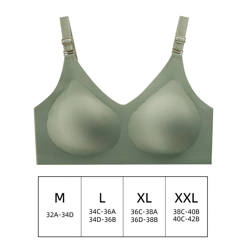 Seamless Wireless Bra for Women - Soft Jelly Color Nursing Lingerie with Deep V Design