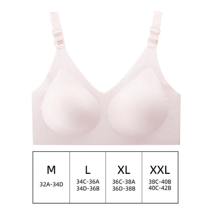 Seamless Wireless Bra for Women - Soft Jelly Color Nursing Lingerie with Deep V Design