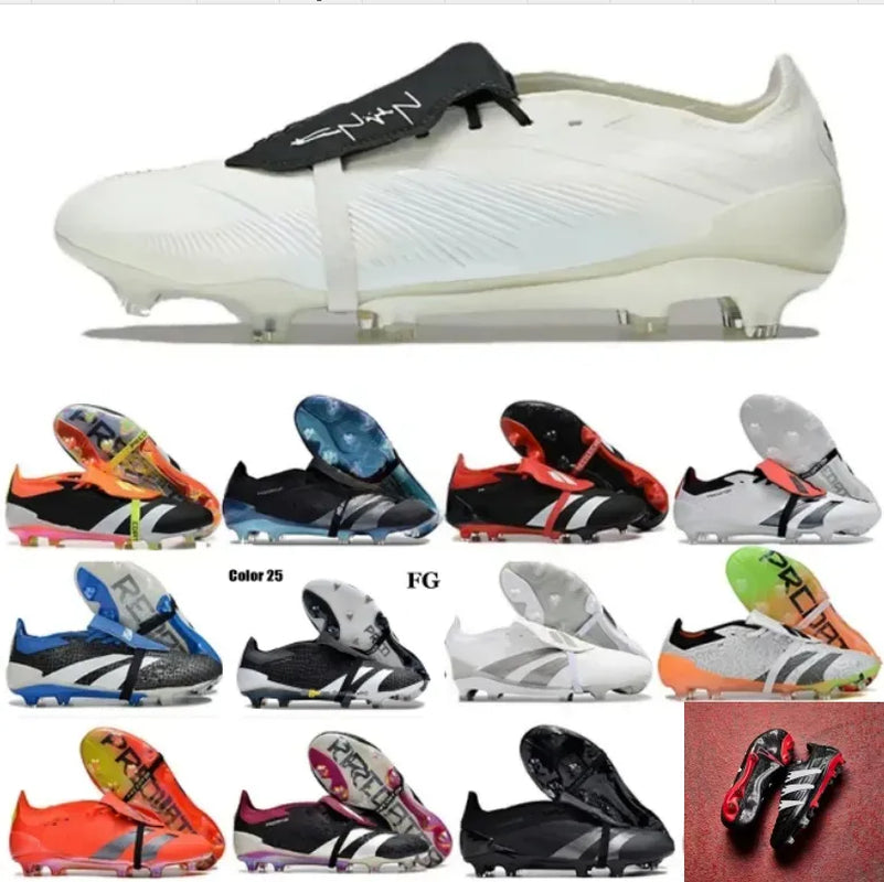 Quality Football Boots 30Th Anniversary 24 Elite Tongue Fold Laceless Laces FG Mens Soccer Cleats Comfortable Training Leather Football Shoes Kids