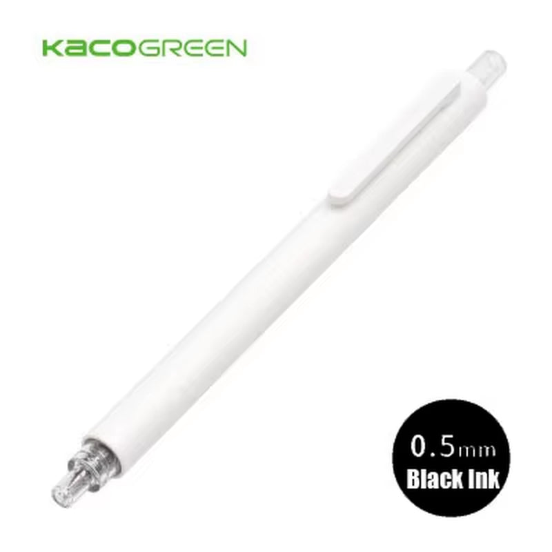 GREEN ROCKET Gel Pens - 0.5mm Fast-Drying Black Ink with Simple White and Black Body Design