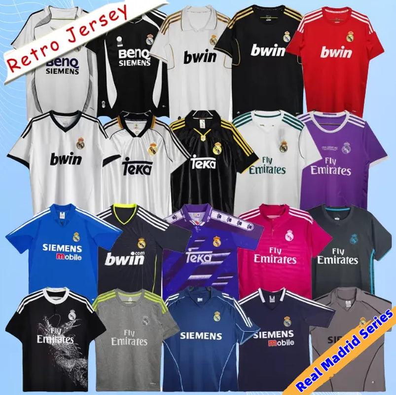 Retro Real Madrids Soccer Jerseys GUTI Ramos SEEDORF CARLOS RONALDO ZIDANE RAUL Vintage 1984-2024 Football Shirt FIGO Long Sleeve Shorts 11 12 13 14 15 16 17 Men Jerseys