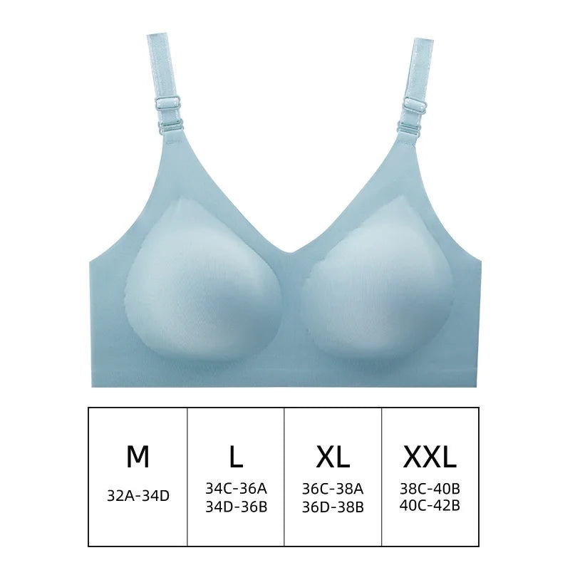 Seamless Wireless Bra for Women - Soft Jelly Color Nursing Lingerie with Deep V Design