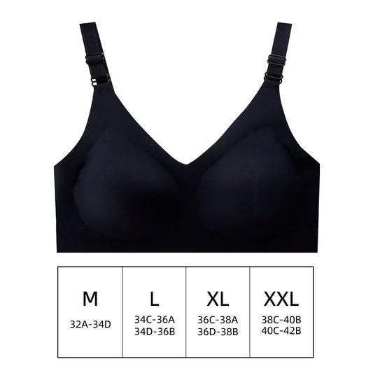 Seamless Wireless Bra for Women - Soft Jelly Color Nursing Lingerie with Deep V Design