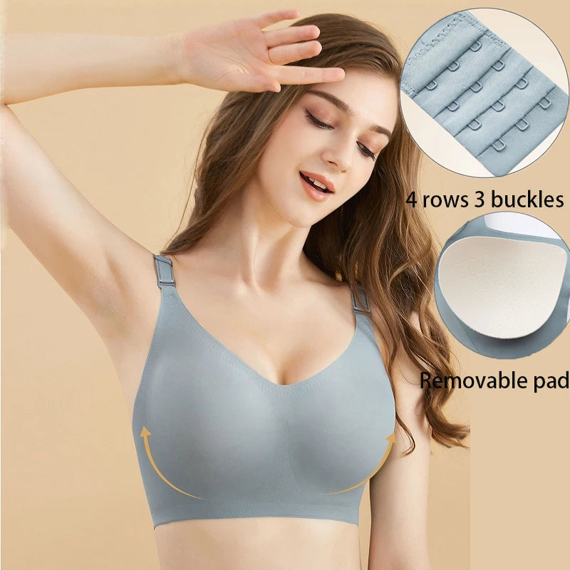 Seamless Wireless Bra for Women - Soft Jelly Color Nursing Lingerie with Deep V Design