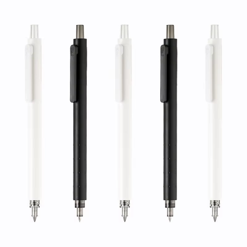 GREEN ROCKET Gel Pens - 0.5mm Fast-Drying Black Ink with Simple White and Black Body Design